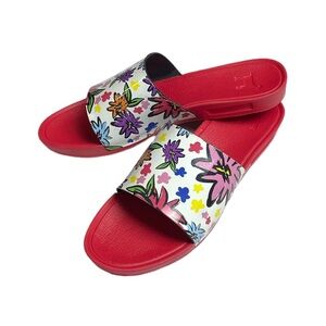 NWOT Goats Floral Red Slip On Shoes 6.5